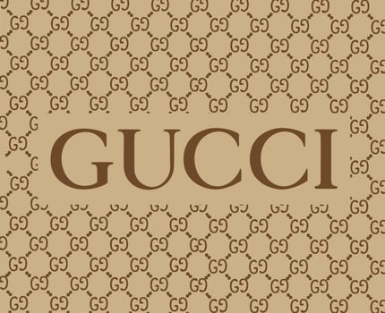 Gucci Logo Brand Symbol With Name Brown Design Clothes Fashion Vector Illustration