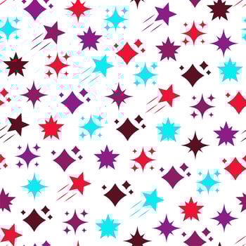 Seamless cute pattern with little different colorful stars on white background. Vector illustration.
