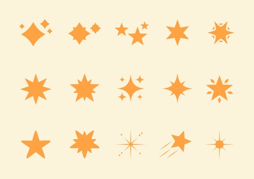 Set of stars vector icon elements. Vector illustration stars icon with different star flat style element collection.