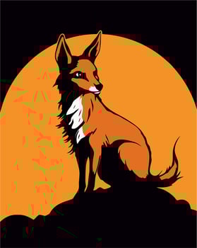 fox exposed in the moonlight vector