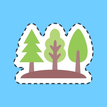 Sticker line cut forest. Camping and adventure elements. Good for prints, posters, logo, advertisement, infographics, etc. vector