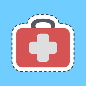 Sticker line cut first aid. Camping and adventure elements. Good for prints, posters, logo, advertisement, infographics, etc. vector