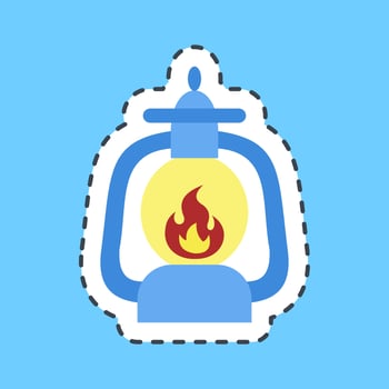Sticker line cut lantern. Camping and adventure elements. Good for prints, posters, logo, advertisement, infographics, etc. vector