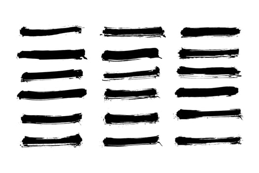 Set of Ink brush stroke grunge artistic template with black ink from brush stroke. Design grunge spatter dirty. Vector