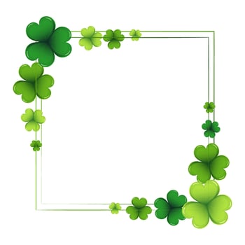 Elegant square frame with shamrock leaves. Postcard, banner, vector