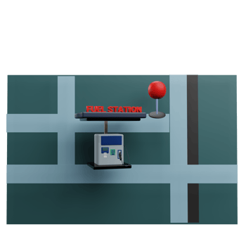 3 D illustration of fuel station pin location icon png