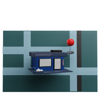 3 D illustration of Barbershop pin location icon png