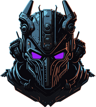 Cyberpunk Robot Cartoon Illustration with png
