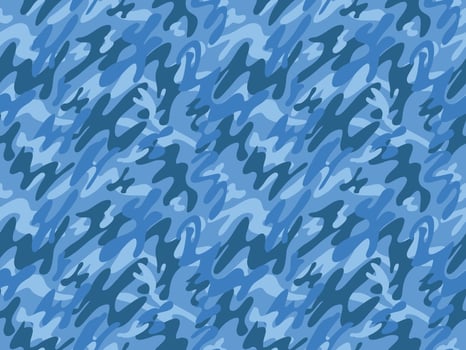 Ocean blue Seamless camouflage pattern. Modern camo. Military texture vector