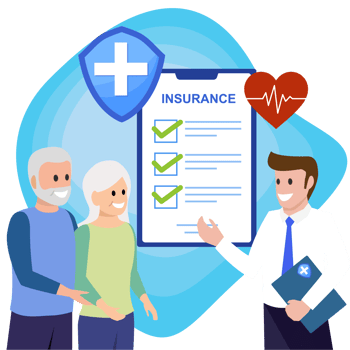 Insurance agent explain package senior couple to protect from life health accident. Health and life insurance policy, healthcare concept png