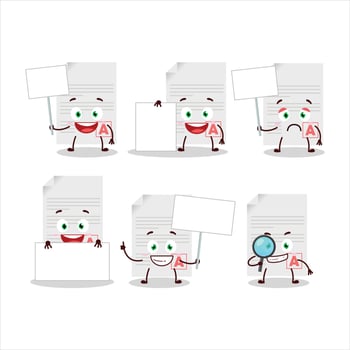 Grades paper cartoon character bring information board vector