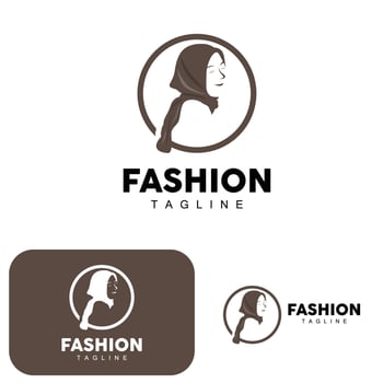 Hijab Logo, Islamic Women Fashion Simple Design, Muslim Clothing Vector, Icon, Symbol, Illustration vector