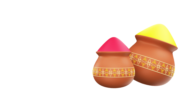 3D Render Clay Pots Full Of Color Powder Element. png