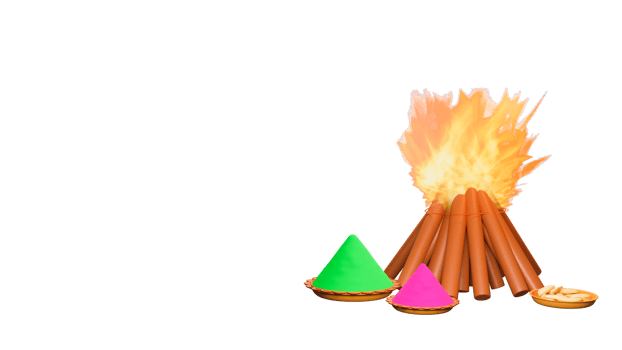 3D Render Of Holi Festival Elements. png