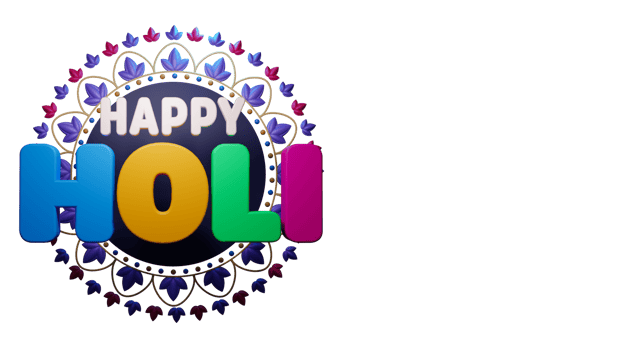 3D Render Of Colorful Happy Holi Text Over Mandala Frame Element. png