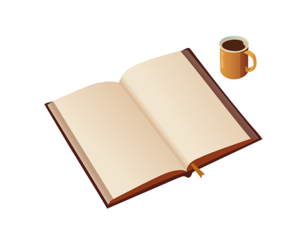 Open Book With Blank Pages, Tea Mug Element. png