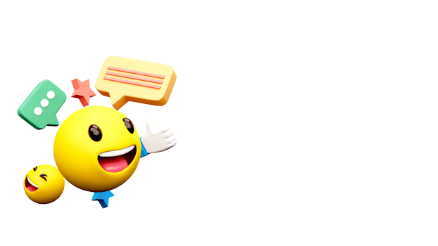 3D Render of Social Media Emoticon As Like, Emoji, Stars And Chat Box Elements. png