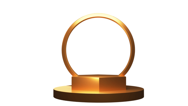 3D Rendering Golden Circular Frame Stand or Podium Icon. png
