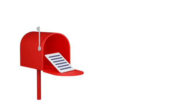 3D Render of Letter Inside Red Open Mailbox Element. png