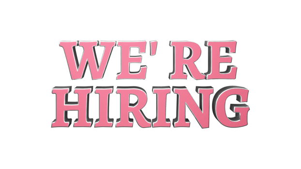 3D Render of We're Hiring Text In Pink Color. png