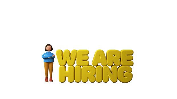 3D Render Of Yellow We Are Hiring Text Near Standing Young Woman Character. png
