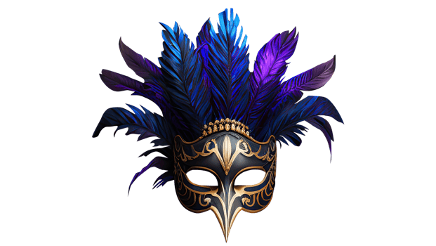 3D Render of Attractive Feathers Mask Icon. png