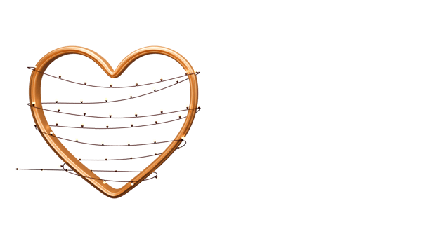 3D Render of Golden Heart Shape Frame Surrounded By Lighting Garland. png