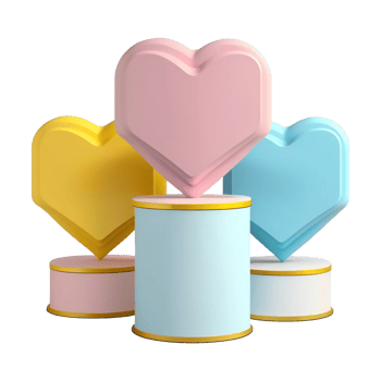 3D Render Of Heart Shape Frames On Three Level Podium Icon. png