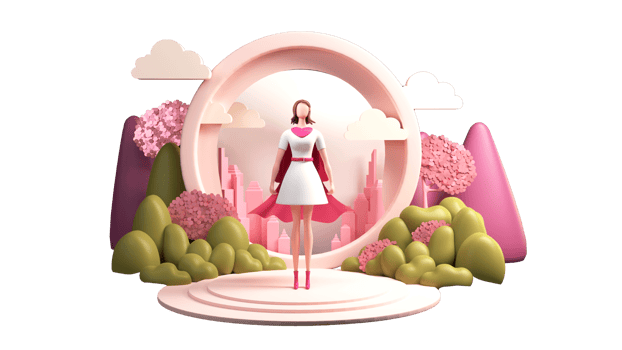 3D Render, Superwoman Character Standing On Stage. png