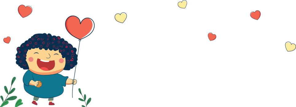Cheerful Girl Standing With Heart Shape Balloons, Leaves And Copy Space. png