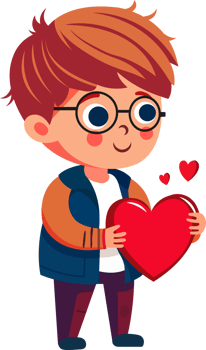 Young Boy Holding Red Heart In Standing Pose. png