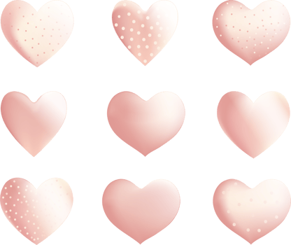 3D Render of Pastel Golden Paper Cut Heart Shapes. png
