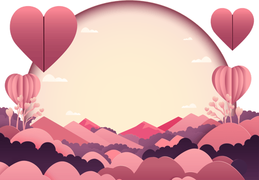Paper Style Beautiful Landscape Background With Hearts And Copy Space. png