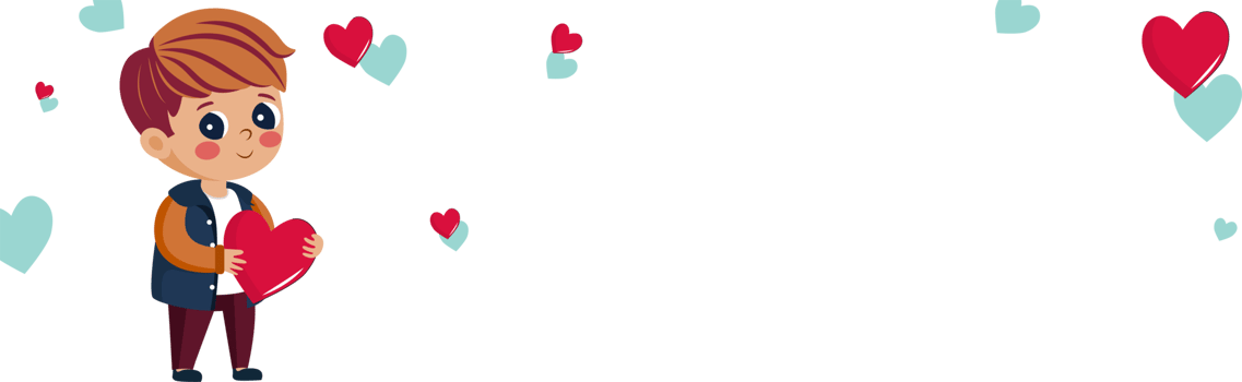 Cute Young Boy Holding Red Heart And Tiny Hearts Decorated Background And Copy Space. png