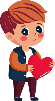 Character of Young Boy Holding Red Heart In Standing Pose. png
