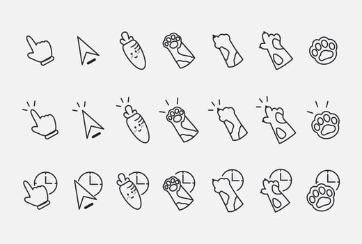 SET OF CUTE MOUSE CLICK CURSOR ICON. MOUSE POINTER SET vector