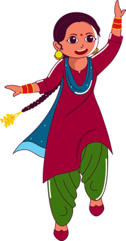 Punjabi Young Woman Performing Bhangra Dance Element. png
