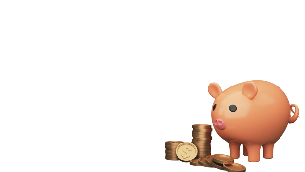 3D Render Piggy Bank With Stack Of Dollar Coins Element. png