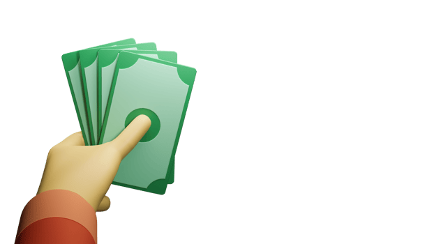 3D Illustration Of Human Hand Holding Banknotes Element. png