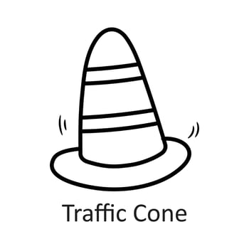 Traffic Cone vector outline Icon Design illustration. Security Symbol on White background EPS 10 File