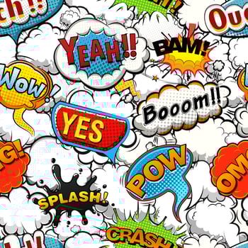 Colorful comics seamless pattern with bright speech bubbles vector illustration