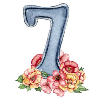 Watercolor hand drawn numbers and flowers composition. Illustration of a numbers. Perfect for scrapbooking, kids design, wedding invitation, posters, greetings cards, party decoration. png