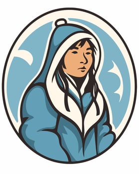a cartoon image of a woman wearing a blue coat vector