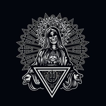 Holy Death, skeleton, grunge vintage design t shirts vector