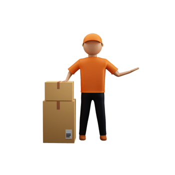 3D Render Of Faceless Delivery Boy Standing With Courier Boxes On White Background. png