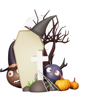 3D Rendering of Halloween Festival Element On Full Moon png