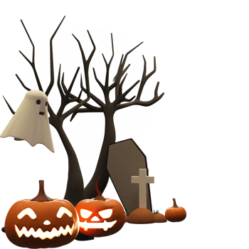 3D Rendering of Halloween Festival Elements On White Background. png