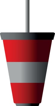 Red plastic cup beverage with straw vector