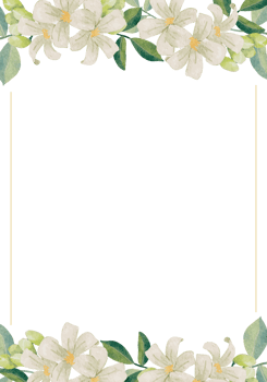 watercolor white gardenia and Thai style flower bouquet gold glitter wreath frame png