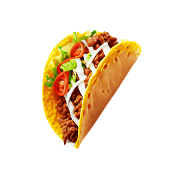 Tasty beef and vegetable taco isolated on transparent background png